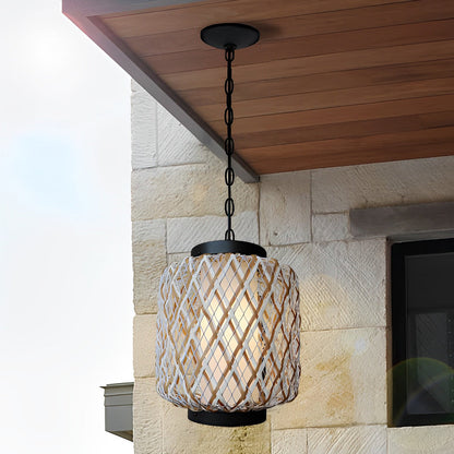 RattanGlow | Elegant Rustic Outdoor Pendant Light Fixture for Patios 7