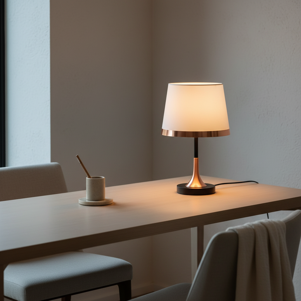 Luminara | Elegant Modern Brass White Table Lamp for Bedroom & Desk