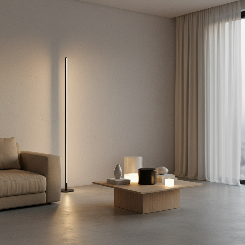 Luminara | Sleek Modern Aluminum Standing Floor Lamp for Ambient Lighting