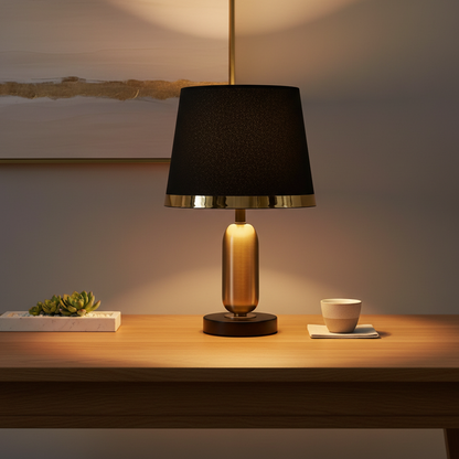 Luminara | Elegant Modern Brass White Table Lamp for Bedroom & Desk