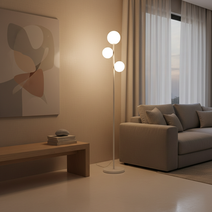 Lunara | Modern Elegant 3-Light Black Floor Lamp with Adjustable Colors