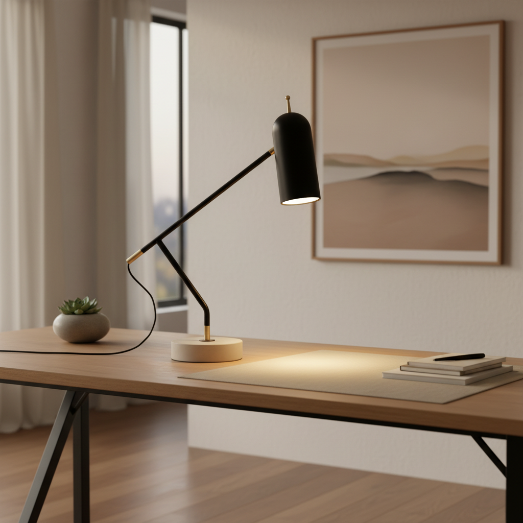 MarbleGlow | Modern Elegant Black Table Lamp with Adjustable LED Light
