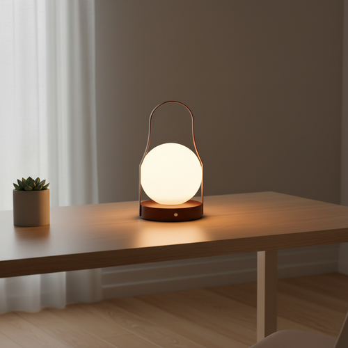 Luminara | Stylish Cordless Brass LED Bedside Table Lamp with Adjustable Light