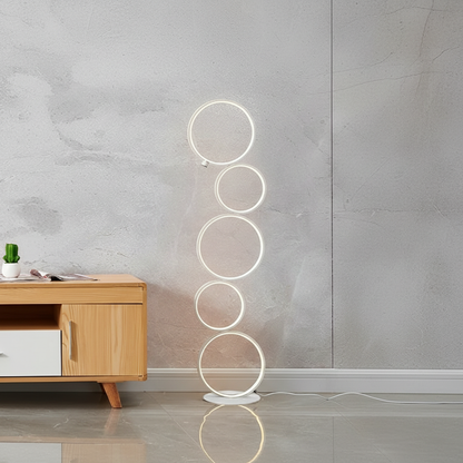 Luminara | Modern Elegant Black Floor Lamp with Five-Ring Design