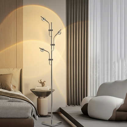 ChromeGlow | Stylish Adjustable Modern Floor Lamp with Multi-Directional Lighting