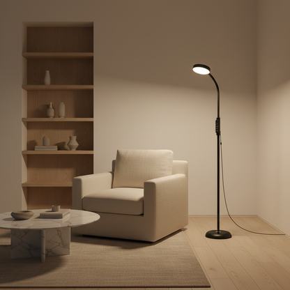 Luminara | Modern Black Iron Standing Floor Lamp with Adjustable LED Light