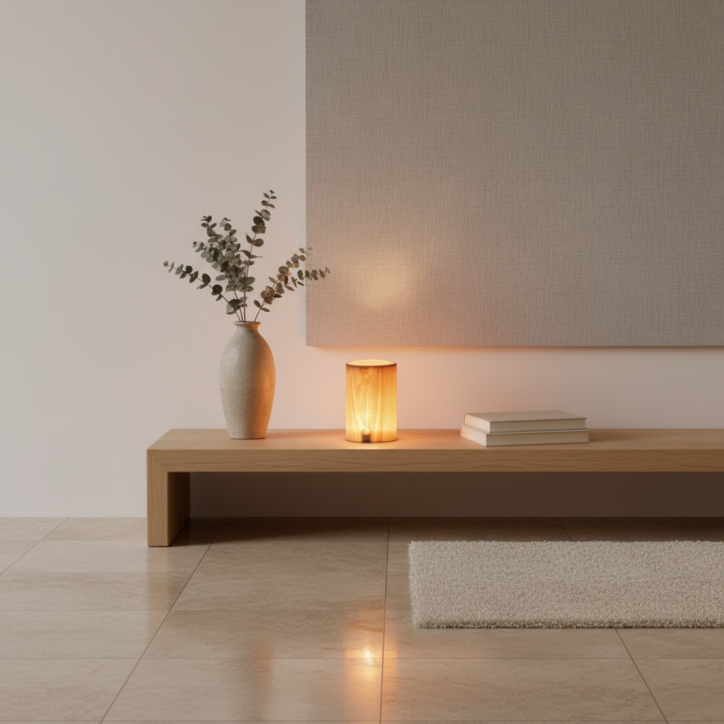 PineGlow | Stylish Modern Cordless Wood Grain Table Lamp