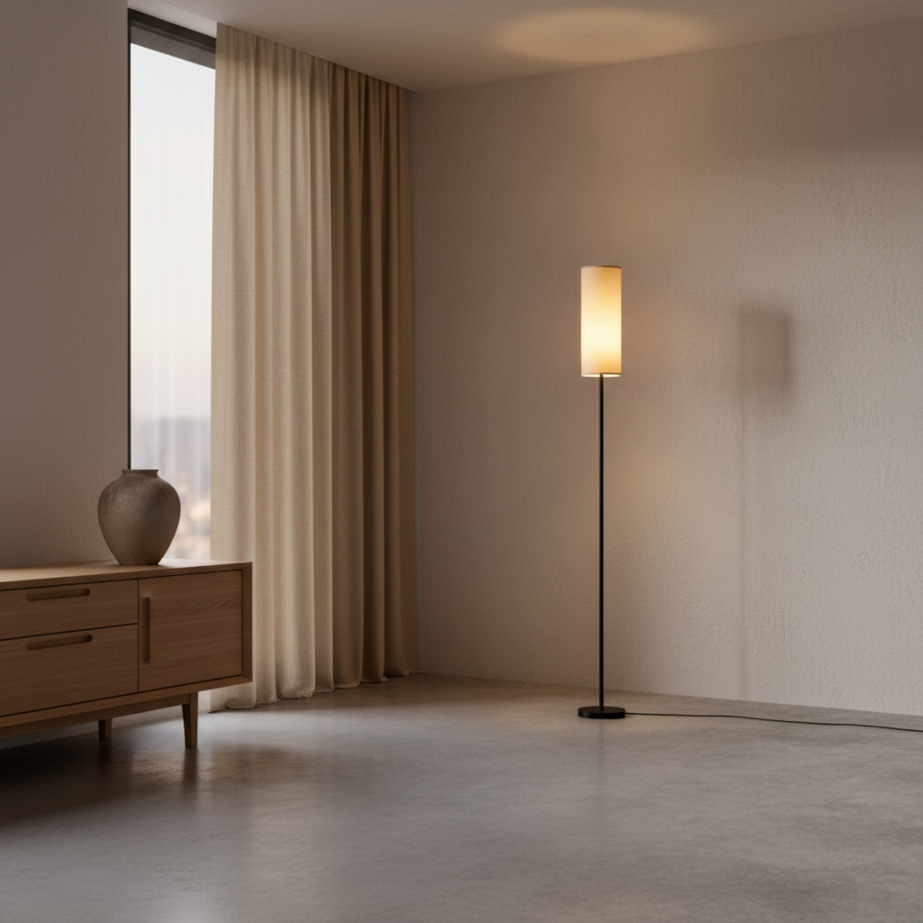 Luminara | Modern Minimalist Black Floor Lamp with Linen Shade