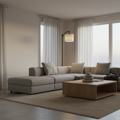 Luminara | Modern Minimalist Black Floor Lamp with Fabric Shade