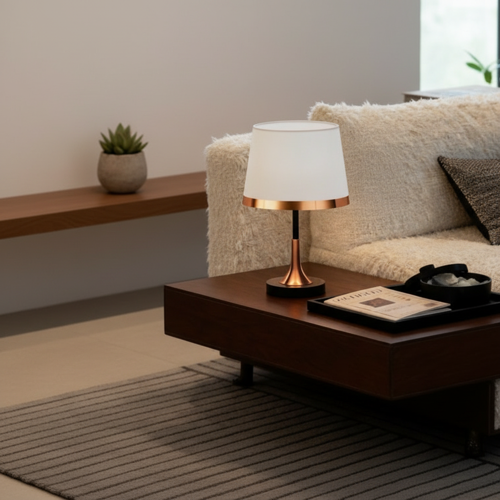 Luminara | Elegant Modern Brass White Table Lamp for Bedroom & Desk