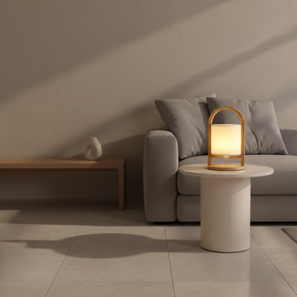 LuminaraWood | Stylish Cordless Battery Table Lamp with Dimming Feature