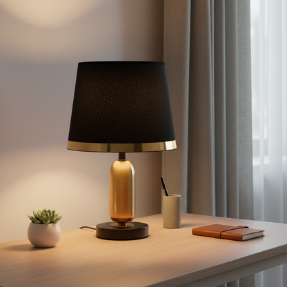 Luminara | Elegant Modern Brass White Table Lamp for Bedroom & Desk