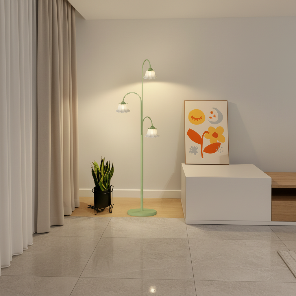 TulipGlow | Stylish Modern Arc Floor Lamp with Three Dimmable Lights