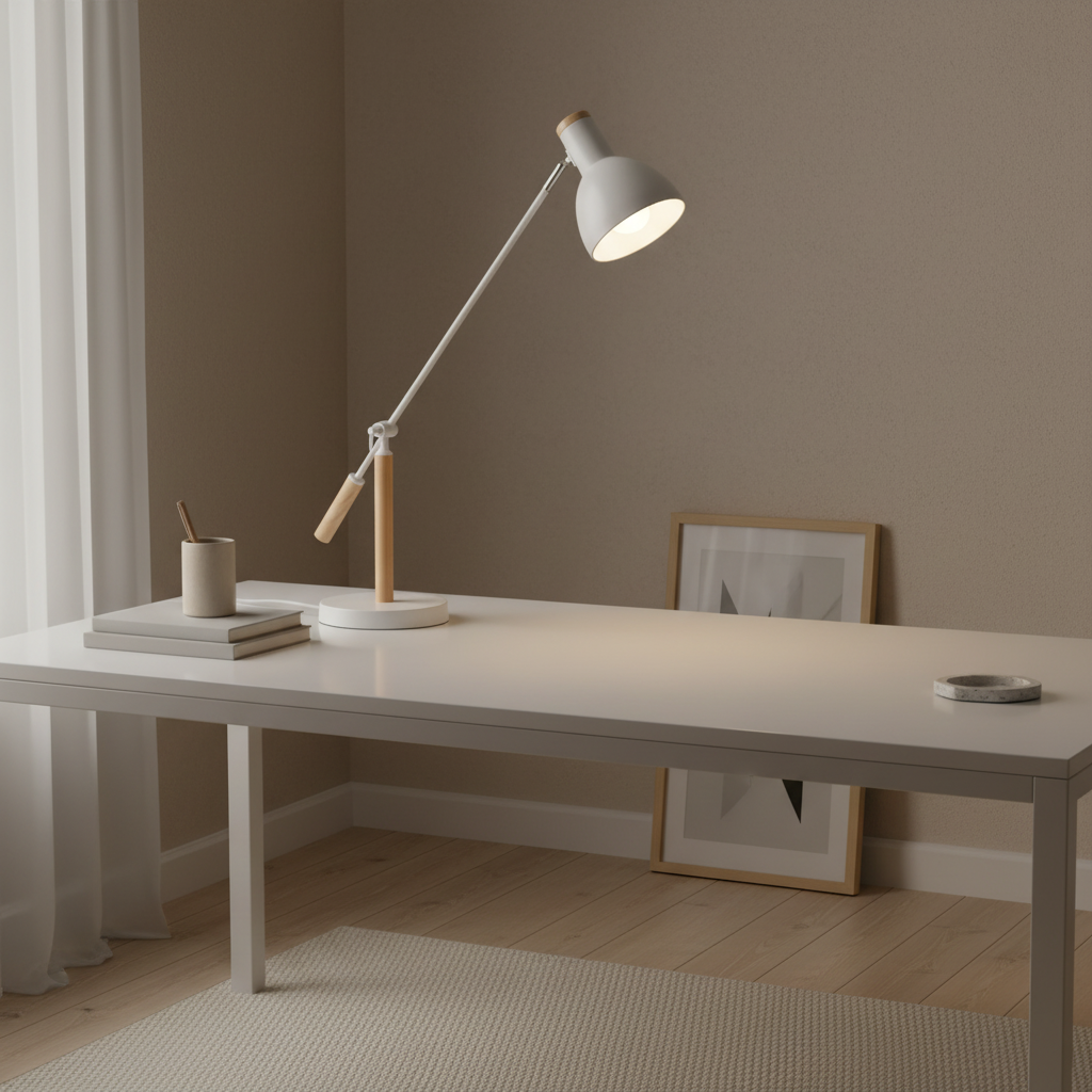 Luminara | Modern Adjustable Wood and Metal Desk Lamp for Reading