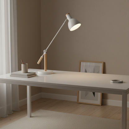 Luminara | Modern Adjustable Wood and Metal Desk Lamp for Reading