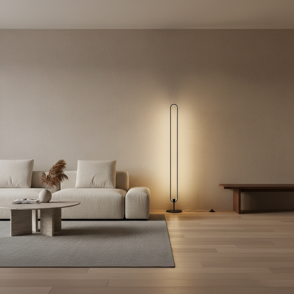Lunaris | Sleek Modern Black Oval Floor Lamp with LED Lighting