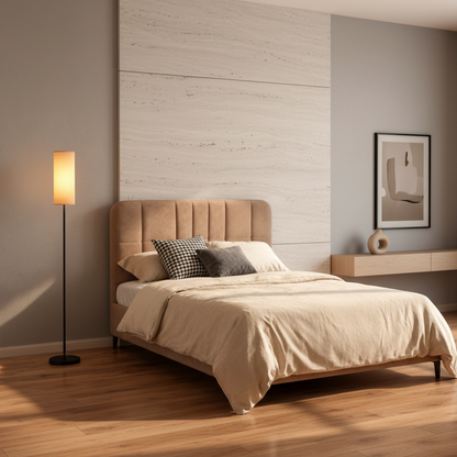 Luminara | Modern Minimalist Black Floor Lamp with Linen Shade