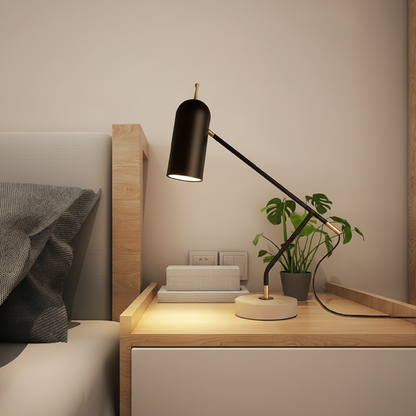 MarbleGlow | Modern Elegant Black Table Lamp with Adjustable LED Light