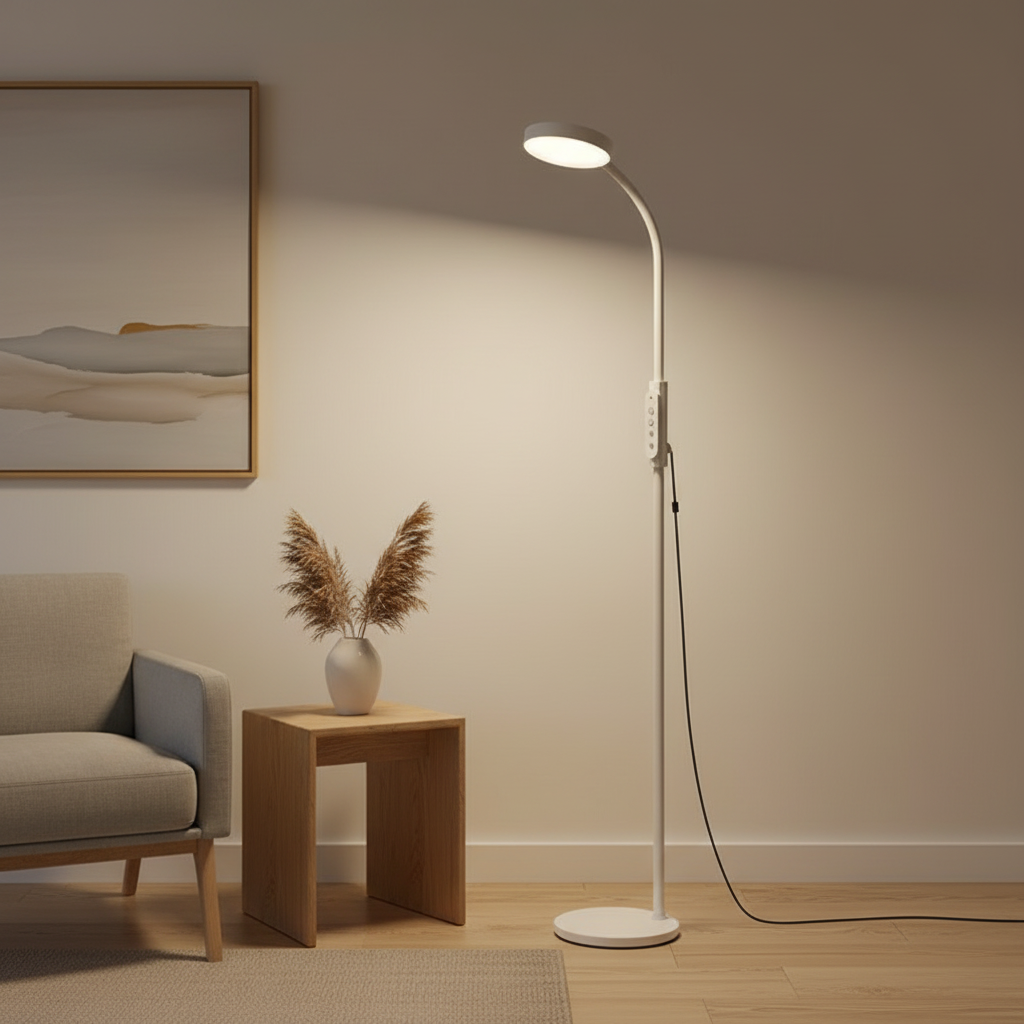 Luminara | Modern Black Iron Standing Floor Lamp with Adjustable LED Light