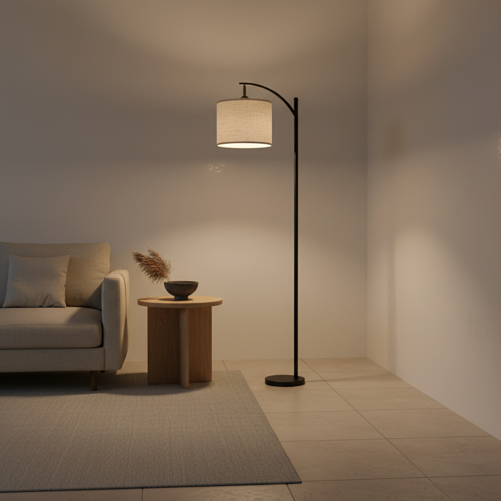 Luminara | Modern Minimalist Black Floor Lamp with Fabric Shade