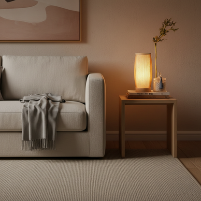 BambooGlow | Elegant Handwoven Japanese Table Lamp for Bedroom