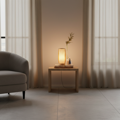 BambooGlow | Elegant Handwoven Japanese Table Lamp for Bedroom