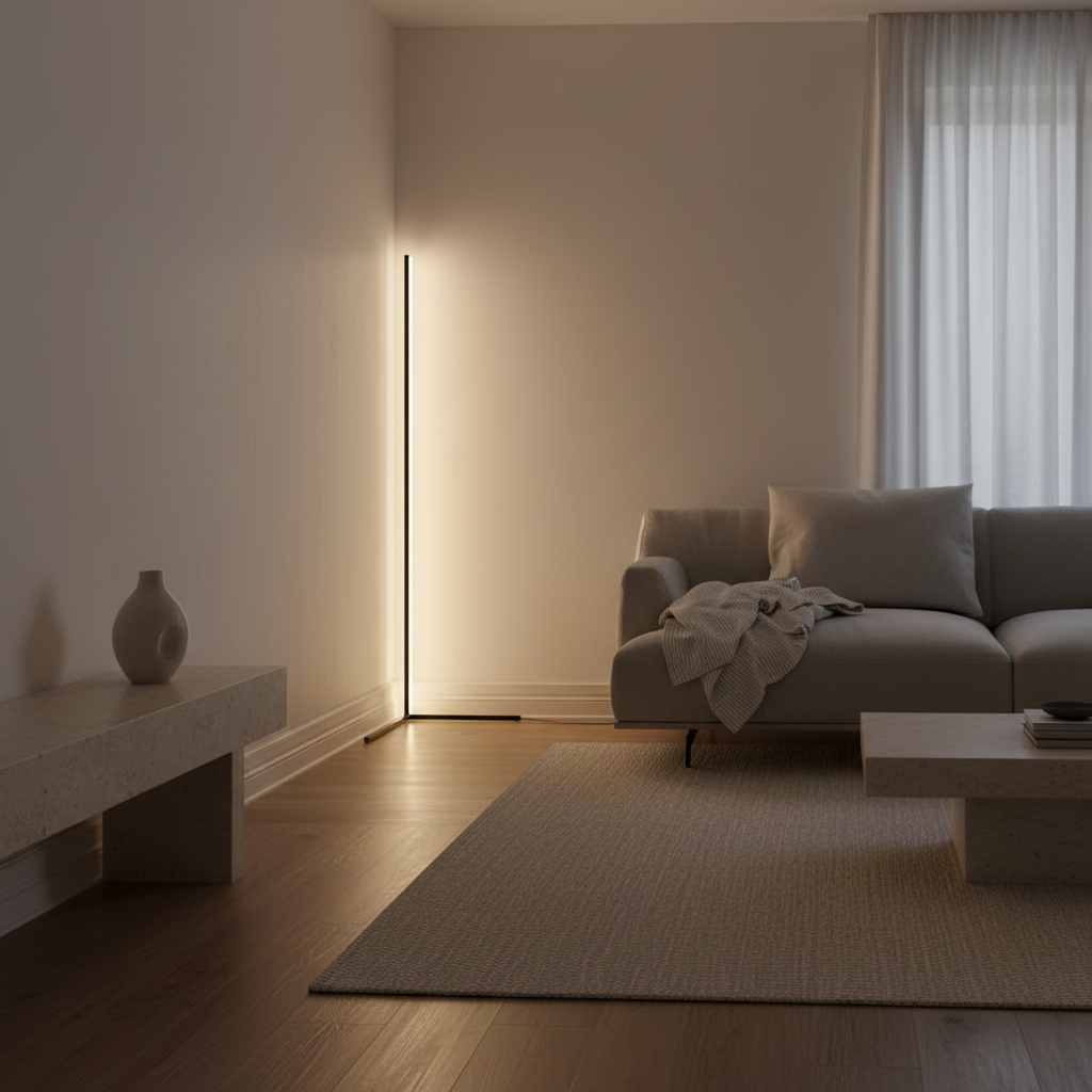 Luminara | Modern Black Corner Floor Lamp with Remote Control and RGB Lights