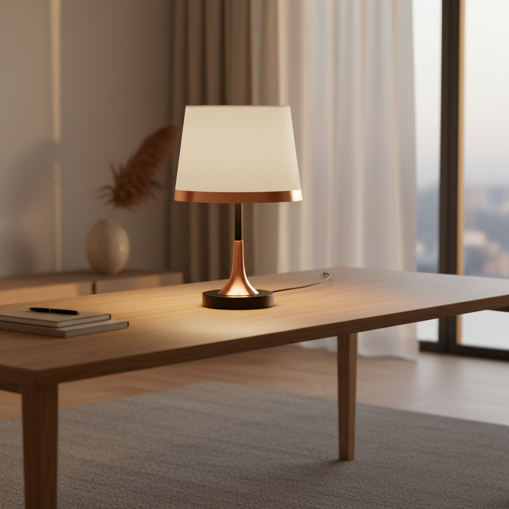 Luminara | Elegant Modern Brass White Table Lamp for Bedroom & Desk