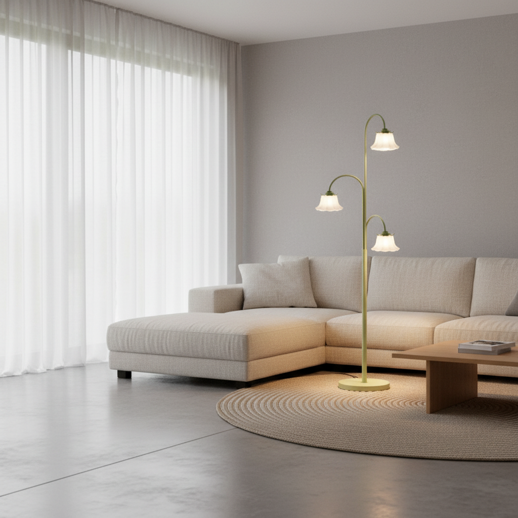 TulipGlow | Stylish Modern Arc Floor Lamp with Three Dimmable Lights