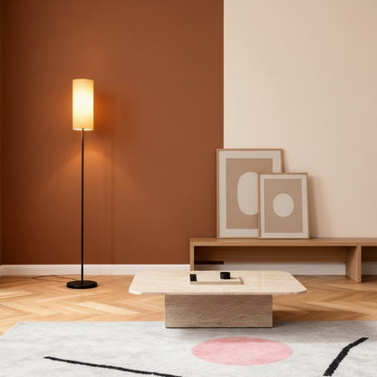 Luminara | Modern Minimalist Black Floor Lamp with Linen Shade