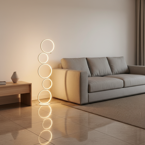 Luminara | Modern Elegant Black Floor Lamp with Five-Ring Design
