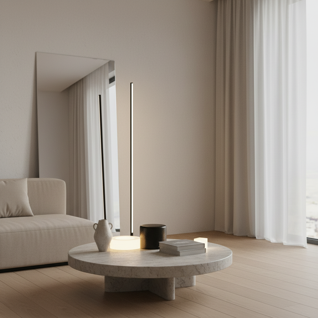 Luminara | Sleek Modern Aluminum Standing Floor Lamp for Ambient Lighting
