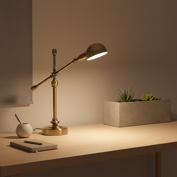 Luminara | Elegant Adjustable Metallic Dome Desk Lamp for Home Office