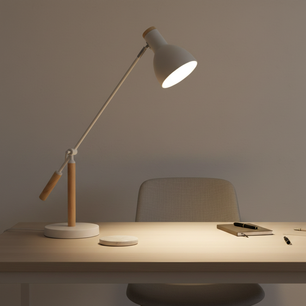 Luminara | Modern Adjustable Wood and Metal Desk Lamp for Reading