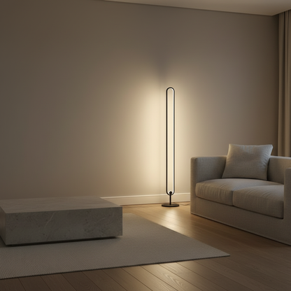 Lunaris | Sleek Modern Black Oval Floor Lamp with LED Lighting