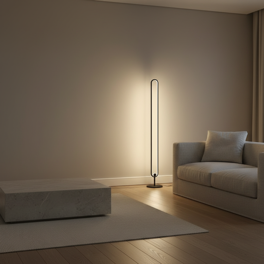 Lunaris | Sleek Modern Black Oval Floor Lamp with LED Lighting