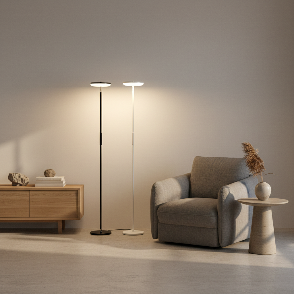 Luminara | Modern Black Adjustable Uplight Floor Reading Lamp