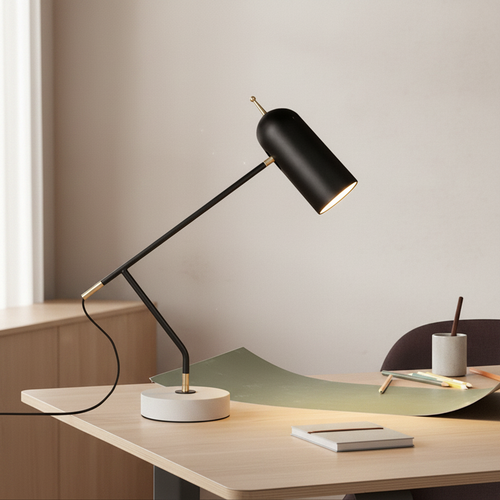 MarbleGlow | Modern Elegant Black Table Lamp with Adjustable LED Light