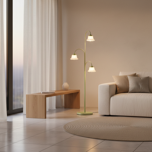 TulipGlow | Stylish Modern Arc Floor Lamp with Three Dimmable Lights