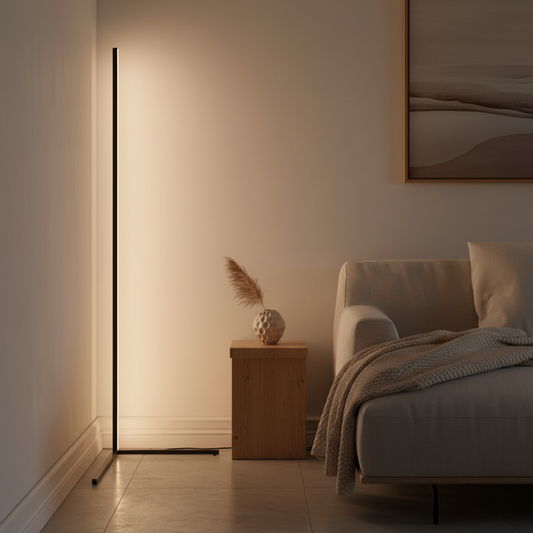 Luminara | Modern Black Corner Floor Lamp with Remote Control and RGB Lights