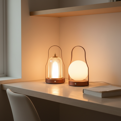 Luminara | Stylish Cordless Brass LED Bedside Table Lamp with Adjustable Light
