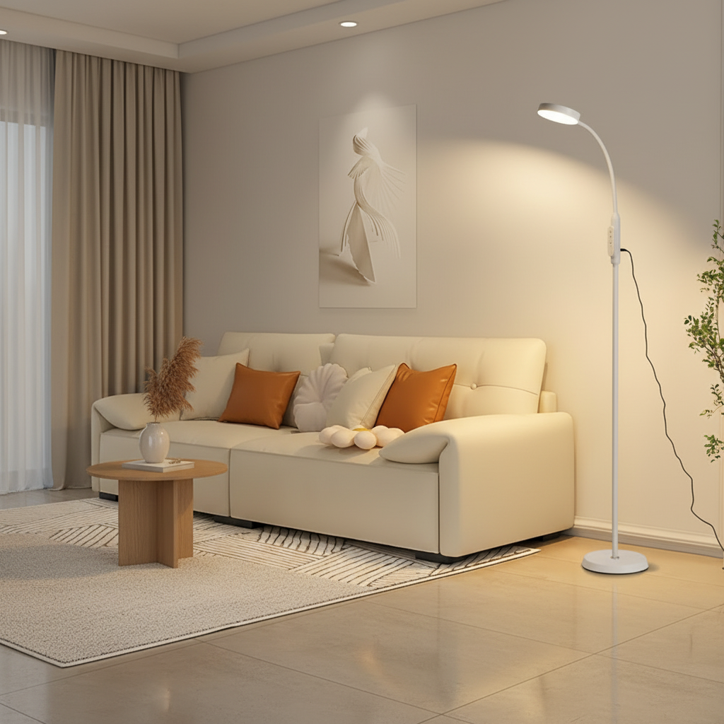 Luminara | Modern Black Iron Standing Floor Lamp with Adjustable LED Light