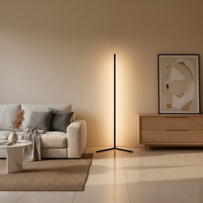 Luminara | Modern Black Corner Floor Lamp with Remote Control and RGB Lights