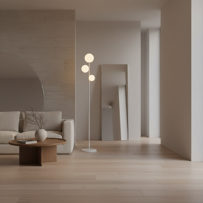 Lunara | Modern Elegant 3-Light Black Floor Lamp with Adjustable Colors