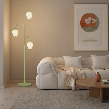 TulipGlow | Stylish Modern Arc Floor Lamp with Three Dimmable Lights