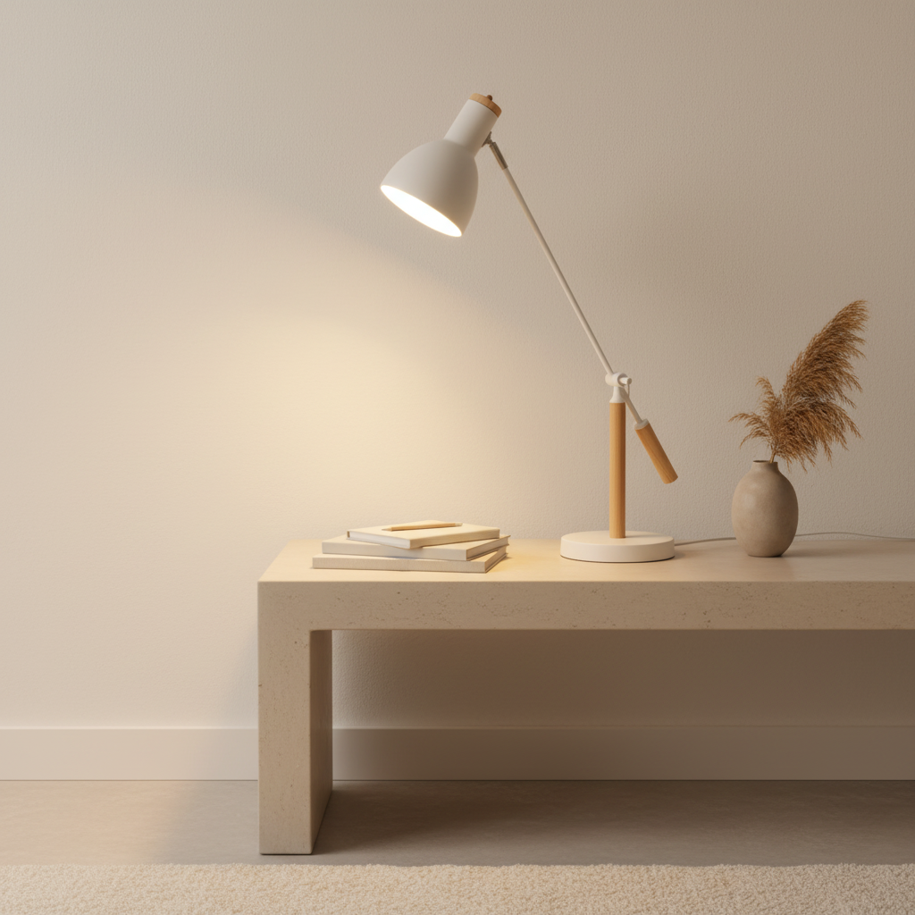 Luminara | Modern Adjustable Wood and Metal Desk Lamp for Reading