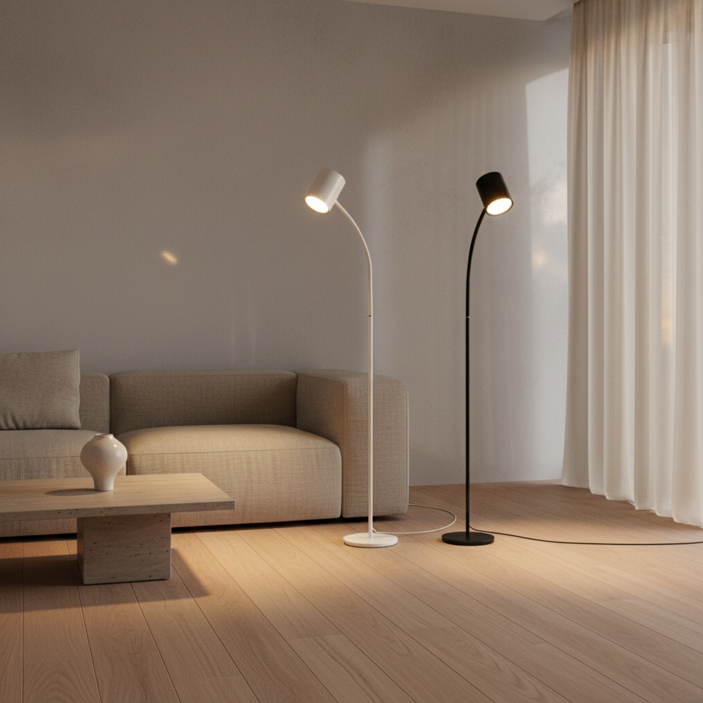 Luminara | Modern Adjustable Black Floor Lamp for Living Room Lighting