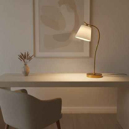 Luminara | Elegant Modern Gooseneck Desk Lamp with Fabric Shade