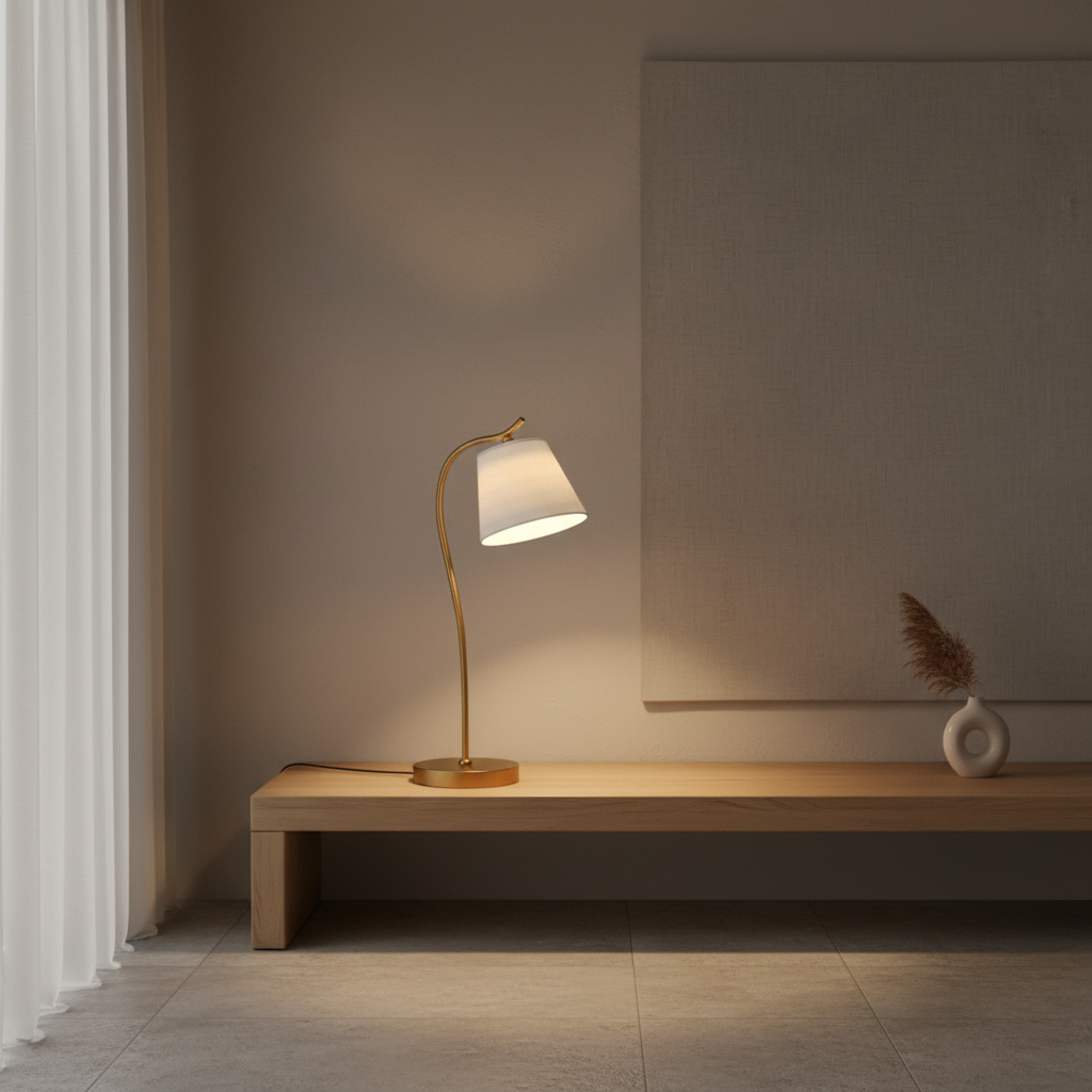 Luminara | Elegant Modern Gooseneck Desk Lamp with Fabric Shade