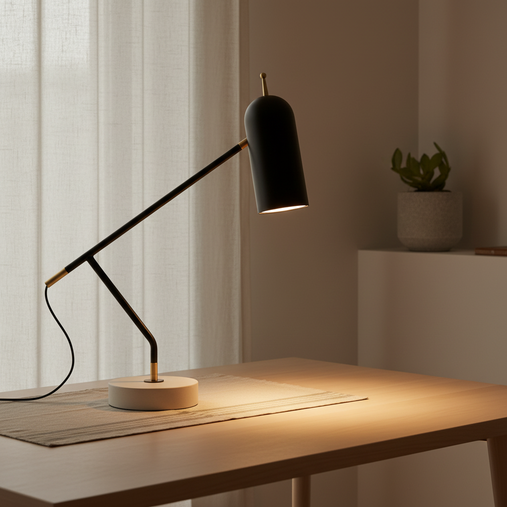MarbleGlow | Modern Elegant Black Table Lamp with Adjustable LED Light